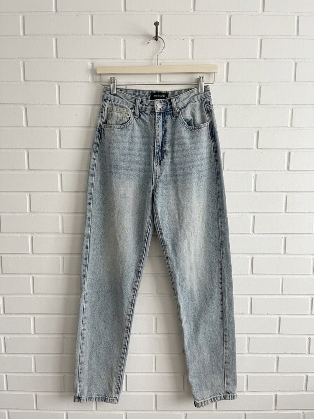 White Fox Boutique High Waisted Straight Leg Light Wash Jeans - Size S